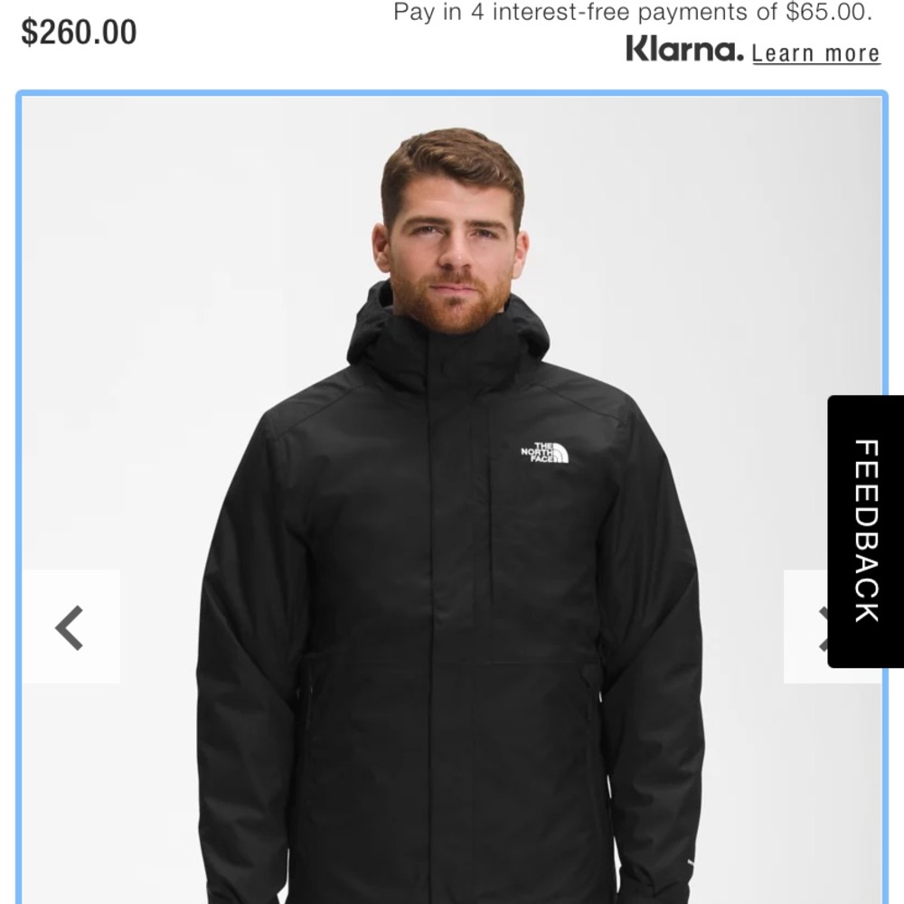 Mens North Face Black Winter Coat Large